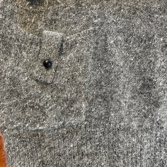 Vintage 80’s Silk Angora Wool Blend Mock Neck Sweater Grey - Picture 4 of 5